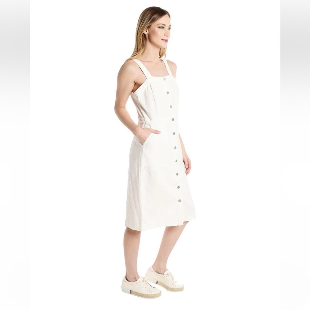NWT Skies Are Blue SNAP White Linen Button Up Dress. Size S/M
